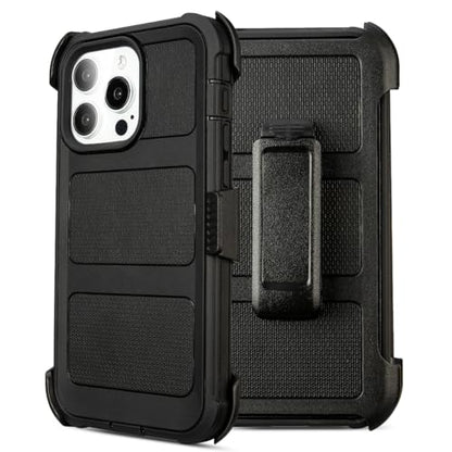 for Phone Case iPhone 14 Pro Max Case Belt Clip Heavy Duty Holster Black | Protective iPhone 14 ProMax Case Kickstand Shockproof Dustproof Port Sturdy Defender Cover for iPhone 14 Pro Max Cases Black - color: Black