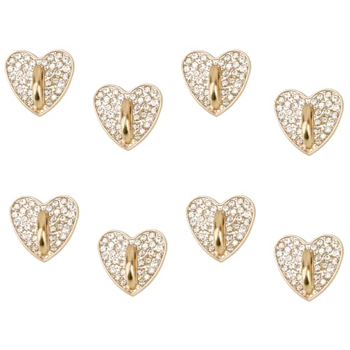 8pcs Rhinestone Heart Phone Charm Holder, 0.83inch Cell Phone Charm Hook - color: gold, size: 2.1cm