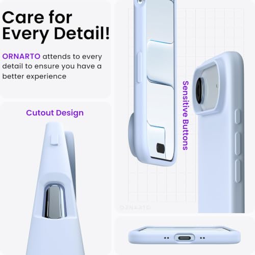 ORNARTO for iPhone Air Case 6.5", Slim Liquid Silicone 3 Layers Soft Gel Rubber Shockproof Protective Cover with Anti-Scratch Microfiber Lining-Baby Blue - color: Baby Blue