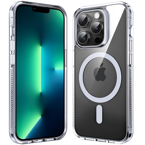 Supdeal Magnetic Clear Case for iPhone 13 Pro, [Compatible with MagSafe] [Non Slip Bumper & Not Yellowing] Military Grade Shockproof Transparent Silicone Phone Cover, 6.1", Transparent - color: Transparent, size: iPhone 13 Pro