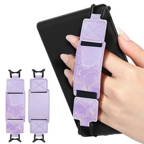 MoKo 2 Pack Hand Strap for 6-8" Kindle eReaders Tablets, Taro+Lavender - color: Taro Purple+Lavender Trim