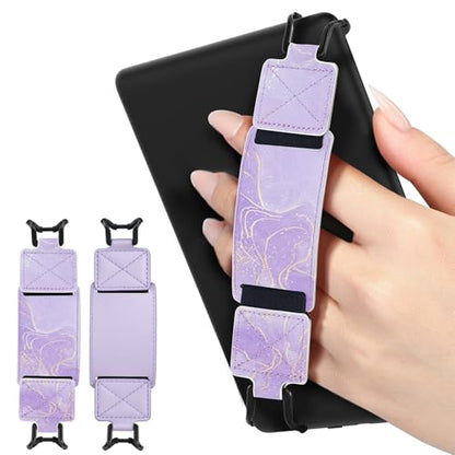 MoKo 2 Pack Hand Strap for 6-8" Kindle eReaders Tablets, Taro+Lavender - color: Taro Purple+Lavender Trim