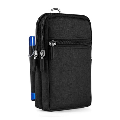 Cell Phone Belt Clip Holster, Waist Bag for Men, Waterproof Vertical Cell Phone Wallet Purse Pack Outdoor Hiking Belt Loop Pouch with Snap Hook for Smartphones Under 6.9 Inches