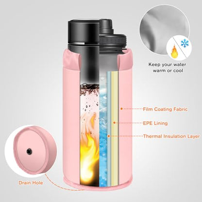 FINPAC Cup Holder for Bike, Universal Water Bottle Holder w/Phone Pockets - color: Pink