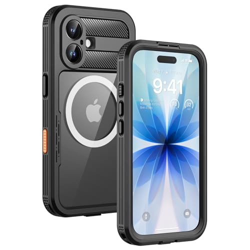 Lanhiem Magnetic for iPhone 17 Case, IP68 Waterproof Dustproof Case, [Compatible with Magsafe] [Built-in Screen Protector] Full Body Heavy Duty Rugged Phone Cover 6.3 inch, Black/Clear - color: Black, size: for iPhone 17