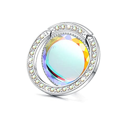 Glitter Bling Bling Phone Ring Holder,Sparkle Phone Ring Grip Artificial Stand with Flat Diamond,Flat Rhinestone Cell Finger Ring for Phones,Pad(Silver) - color: Silver