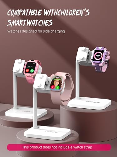 Side-Charging Adjustable Universal Kids Smart Watch Stand - color: White Kids Watch Stand