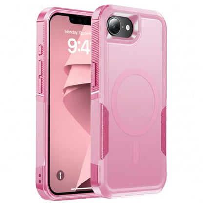 Magnetic for iPhone 17e Case Rugged Dual-Layer Shockproof Pink | Military-Grade Heavy Duty Protection, Fit for Magsafe, Matte Finish Scratch Resistant Anti-Fingerprint Anti-Slip Phone Cover - color: Pink