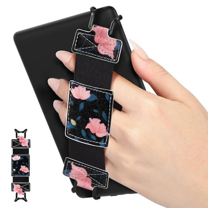 MoKo Soft Hand Strap for 6-8" Kindle eReaders Fire Tablet, Black & Pink - color: Black & Pink, style: Soft Pu Strap