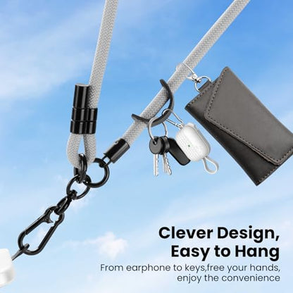 Phone Lanyard, Phone Strap Crossbody with 2 Pack Tether Tab, Adjustable Anti Theft Phone Strap for All Phones (gray) - color: Gray