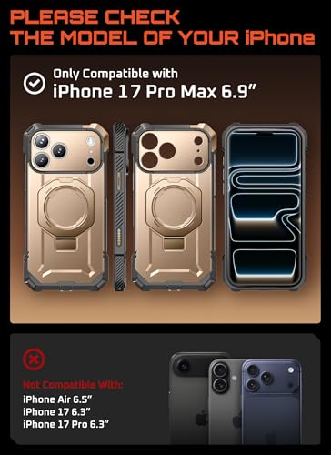 SUPCASE for iPhone 17 Pro Max Case with Built-in Kickstand, Desert | Camera Control Cover, Compatible with MagSafe, Anti-Slip Grip, Military-Grade Protection, Rugged Magnetic Phone Case, UB Grip - color: Desert, size: iPhone 17 Pro Max