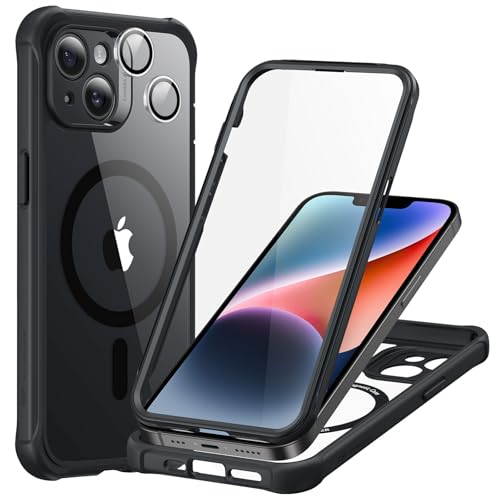 ESR for iPhone 15 Pro Max Case with Screen Protector, Clear Black | Compatible with MagSafe, with Camera Lens Protector, Military-Grade Drop Protection, Resists Scratches, Magnetic Phone Case - color: Clear Black