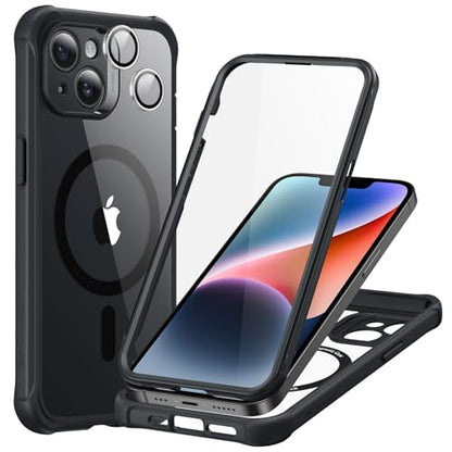 ESR for iPhone 15 Pro Max Case with Screen Protector, Clear Black | Compatible with MagSafe, with Camera Lens Protector, Military-Grade Drop Protection, Resists Scratches, Magnetic Phone Case - color: Clear Black