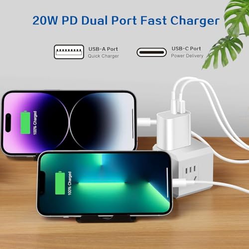 Fast Charger for iPhone,Dual Port A/C Apple iPhone Charger Fast Charging Block,2Pack Quick Double A/C iPhones Wall Chargers Adapter,6FT USB C to Lightning Cable for iPhone14 ProMax/13/12/11/XS/XR/iPad - size: 6FT