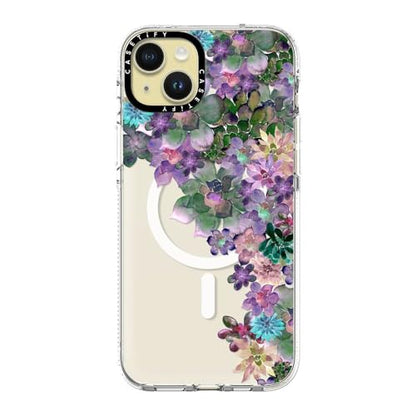 CASETiFY for iPhone 15 Plus Case - Impact Clear Compatible with MagSafe | Not Yellowing | 6.6 ft. 3X Military Grade Drop Protection | MY SUCCULENT GARDEN | Clear - color: MY SUCCULENT GARDEN, size: Iphone 15 Plus (6.7")
