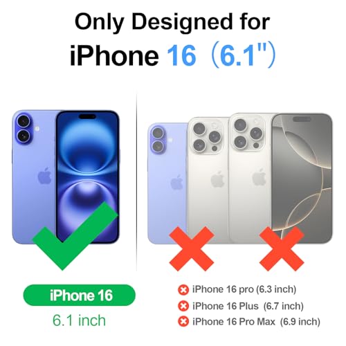 Compatible with iPhone 16 Genuine Leather Case Wallet with Card Holder,Women Men Real Leather Flip Folio RFID Blocking Credit Card Slots Kickstand Phone Cover,for Apple 16 6.1",Dark Blue - color: Dark Blue, size: iPhone 16 - 6.1"
