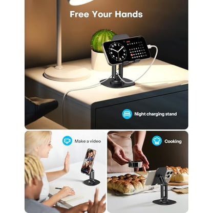 2 Pack Adjustable Phone Stand, Black + White