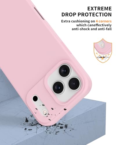 Compatible with iPhone 17 Pro Max Case, Shockproof Liquid Silicone Protective Phone Case with Soft Anti-Scratch Microfiber Lining Ultra Slim Drop Protection Phone Cover (Pink) - color: Pink, size: for iPhone 17 Pro Max
