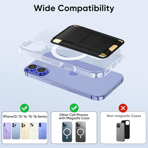 FINPAC MagSafe Wallet Magnetic Card Wallet Holder for Women Men - color: Black