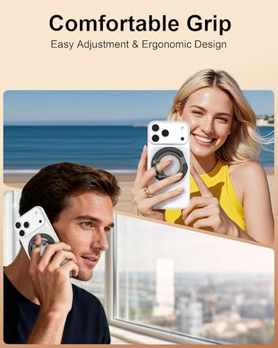 iPhone 17e MagSafe Phone Ring Holder Grip, Double Side Magnetic Grip Stand - color: Black