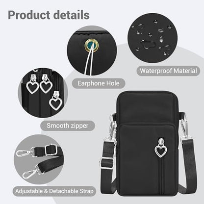 YINHEXI Small Crossbody Bags for Women Trendy, Mini Triple Compartment Cell Phone Crossbody Wallet Purses - color: Black-02