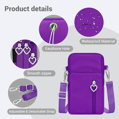 YINHEXI Small Crossbody Bags for Women Trendy, Mini Triple Compartment Cell Phone Crossbody Wallet Purses - color: Purple-2