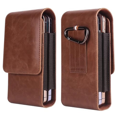 Cell Phone Waist Belt Bag Mens Leather, Mobile Phone Pouch Leather, Large Capacity Cellphone Waist Pack Belt Loop Holster Wallet Carrying Case Pocket Handbag Bumbag Holster with Card Holder - color: Brown