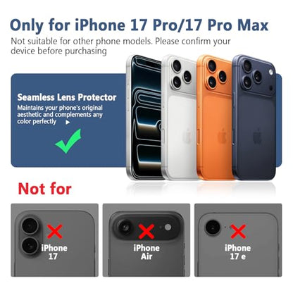 TENOC Camera Lens Protector for iPhone 17 Pro & 17 Pro Max, Silver Glitter - size: iPhone 17 Pro/17 Pro Max