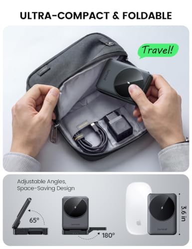 Lamicall Magnetic 3 in 1 Foldable Charging Station for Apple MagSafe - color: Black