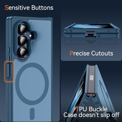 Hensinple for Samsung Galaxy Z Fold 8 Ultra Case,Z Fold8 Ultra| Z Fold 7 Case [Compatible with MagSafe] Translucent Matte Military Grade Protection Shockproof Rugged Magnetic Phone Cover(Blue) - color: Z Fold 8 Ultra-Blue, size: Galaxy Z Fold 8 Ultra| Z F
