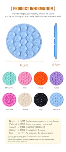Magnetic Silicone Phone Holder with Suction Cup, 1 Pack Phone Stand Grip for Hands-Free Use, Bubble Texture Phone Mount for Desk, Kitchen, Video Calls, Compatible with Most Smartphones