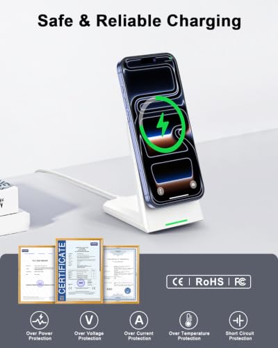 NANAMI 25W Wireless Charger Stand for iPhone 18/17/16 with Auto-Dimming LED - color: White