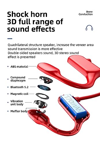 Bone Conduction Headphones - 2024 New Waterproof Bone Conduction Head Phones with Mic, 5.3 Open-Ear Earbuds Sports Headphones Ear Bone Running Music Headphones (Blue) - color: Blue