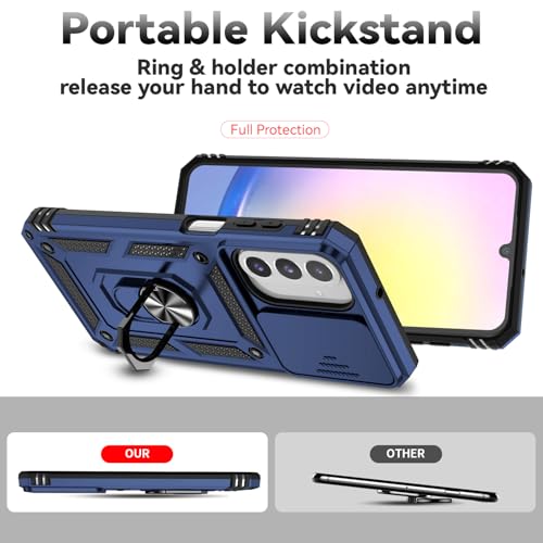 for Samsung Galaxy A17 / Galaxy A26 5G Case, with Slide Camera Cover HD Screen Protector [Military Grade Drop Tested] Ring Holder Kickstand Protective Phone Case for Samsung Galaxy A17, Navy Blue - color: Navy Blue w/ Slide Camera 2nd gen. Military Grade