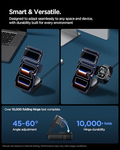 Spigen 3 in 1 Wireless Charging Station, Qi2.2 25W Fast Charger for MagSafe