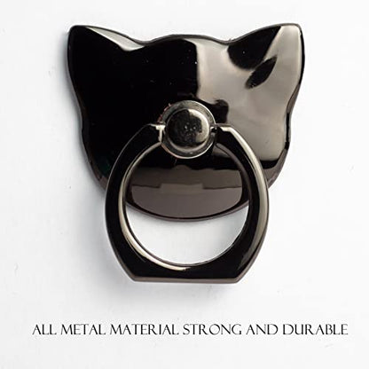 [2 Packs] Cat Glossy Cell Phone Ring Holder Stand, 360 Degree Rotation Finger Ring Kickstand with Polished Metal Phone Grip for Magnetic Car Mount, Smartphone Accessories
