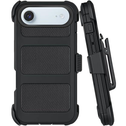 Belt Clip Holster Compatible with iPhone 17 Air Defender Case with 360° Rotating Stand - Heavy Duty Protection Anti-Drop Shockproof, Black - size: iPhone 17 Air