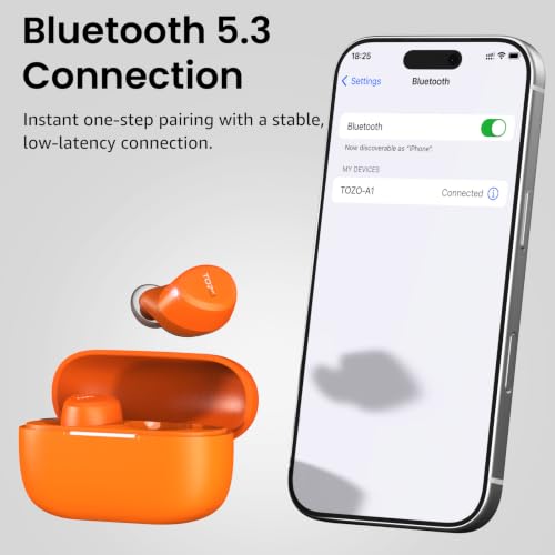 TOZO A1 Wireless Earbuds Bluetooth 5.3 Light Weight in Ear Headphones - color: Orange