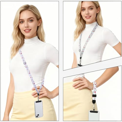 Phone Lanyard Crossbody & Neck, Adjustable Cell Phone Wrist Strap - color: Flower