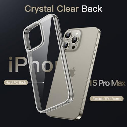 JETech Case for iPhone 15 Pro Max 6.7-Inch, Non-Yellowing Shockproof Phone Bumper Cover, Anti-Scratch Clear Back (Natural Titanium) - color: Natural Titanium, size: iPhone 15 Pro Max