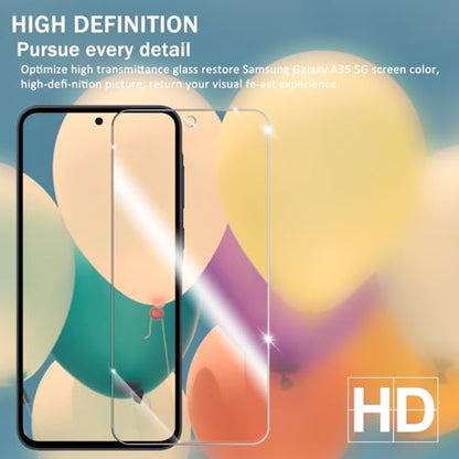 Galaxy A35 HD Clear Tempered Glass Screen Protector + Camera Lens Protectors, [2+2 Pack] [3D Glass] [Anti-Glare] [Bubble-Free] Screen Protector Glass For Samsung Galaxy A35 - size: Galaxy A35