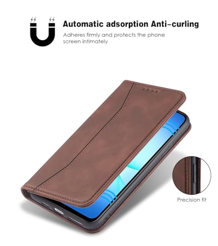 Asuwish Flip Wallet Phone Case for Samsung Galaxy A17 5G with Tempered Glass Screen Protector Magnetic Closure Folio Cover Credit Card Holder Slot Stand Cell Accessories A 17 17A 4G Women Men Coffee - color: Coffee