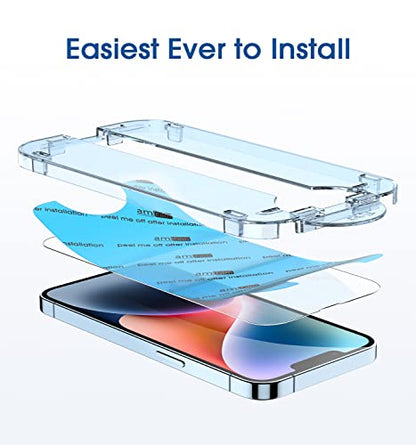 amFilm OneTouch for iPhone 14 Screen Protector 6.1'' Tempered Glass - size: IPH14-6.1”
