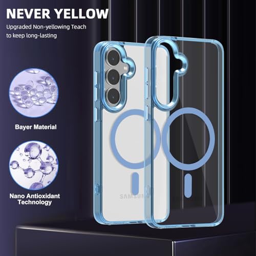 Lunivop for Samsung Galaxy S25 FE Case Hard [Compatible with Magsafe Wireless Charging] Yellowing Resistant Magnetic Cover Clear para S25 FE 6.7 '' 5G 2025 Rugged Best Phone Cases Light Blue - color: Light Blue, size: Compatible with Samsung Galaxy S25 FE