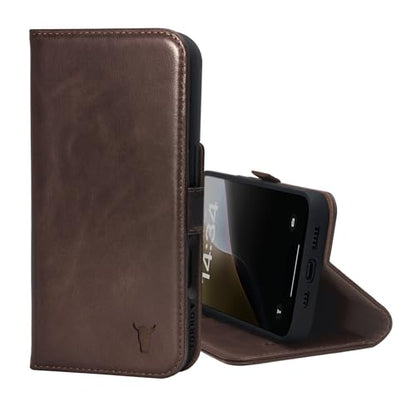 TORRO Premium Leather Case Compatible with iPhone 16 Pro 6.3" – Genuine Leather Wallet Flip Folio Case with Kickstand and Card Slots (Compatible with Official MagSafe Chargers) - Dark Brown - color: Dark Brown