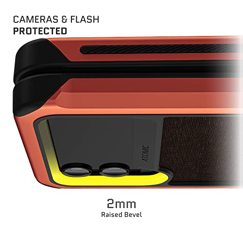Ghostek Atomic Slim Galaxy Z Flip 4 Case - Tan Fabric Back with Orange Metal Bumper, Shockproof & Dual-Layer Protective Phone Case, Limited Edition Color for 2022 Samsung Z Flip 4 Case (6.7") (Orange) - color: Orange [Limited], size: Galaxy Z Flip 4