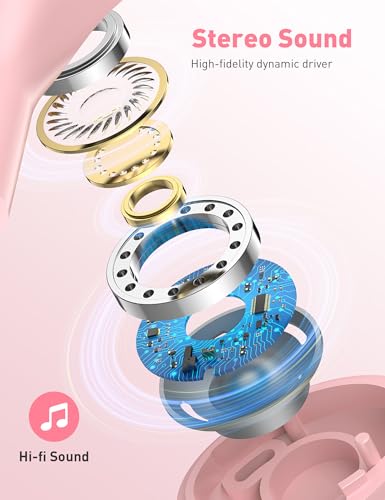 iMangoo Wired Earbuds 3.5mm Jack School Airplane Travel Headphones Pink - color: Pink
