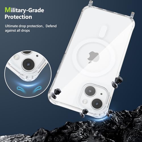 Magnetic Case for iPhone 14 Plus/15 Plus 6.7" Clear Crossbody Case with Adjustable Shoulder Neck Lanyard Strap,Compatible with Magsafe,Soft Slim Bumper Shockproof Protective Phone Cover-Black - color: Black, size: iPhone 14 Plus/15 Plus