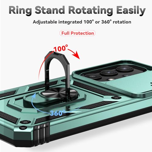 for Galaxy A35 5G Case,with Screen Protectors and Camera Cover,[Military Grade] 16ft.Drop Tested Cover with Magnetic Kickstand Protective Case for Samsung A35 5G, Green - color: Green