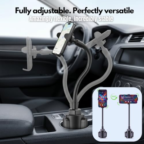 Cup Holder Phone Mount, 15-Inch Adjustable Gooseneck Car Holder